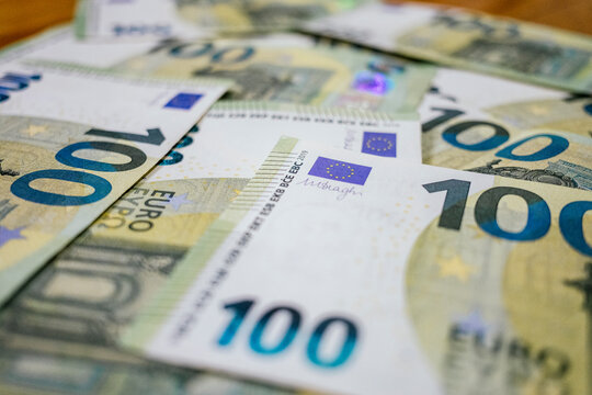 Close-up of scattered euro notes depicting financial concept