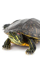 Obraz premium A turtle with a black and yellow shell and legs