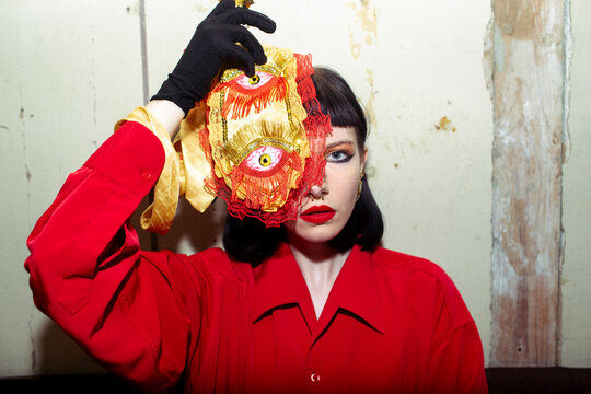 woman in red clothes