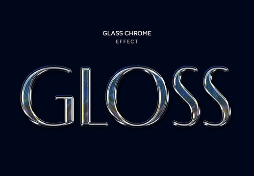 Glass Chrome Reflection Text Effect