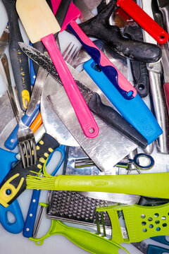 Colored Kitchen Utensils for cook a meal