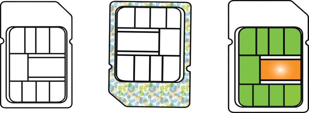 Sim card outlines and internal components diagram