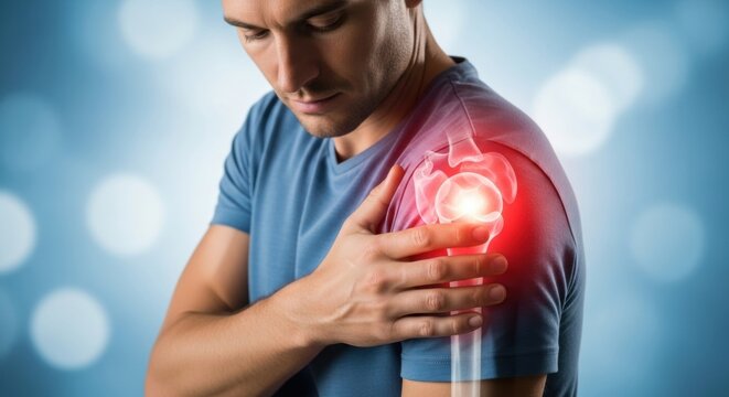 Young Man Experiencing Acute Shoulder Pain and Joint Inflammation