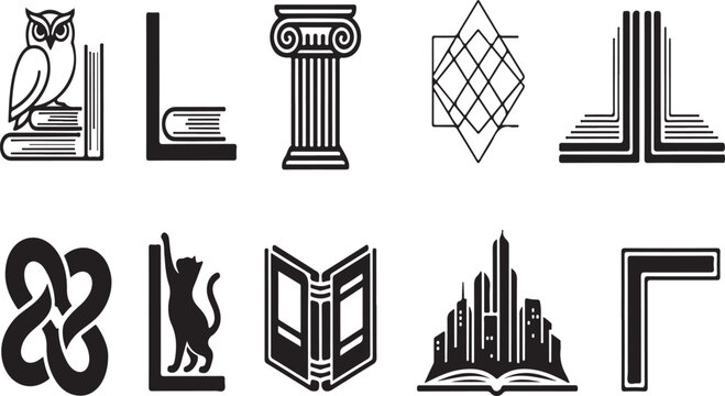 Collection of diverse architectural and design icons representing various structures and elements Vector