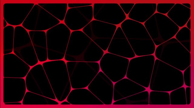 Abstract Cyberpunk Voronoi Network Background with Red Glowing Lines Loop