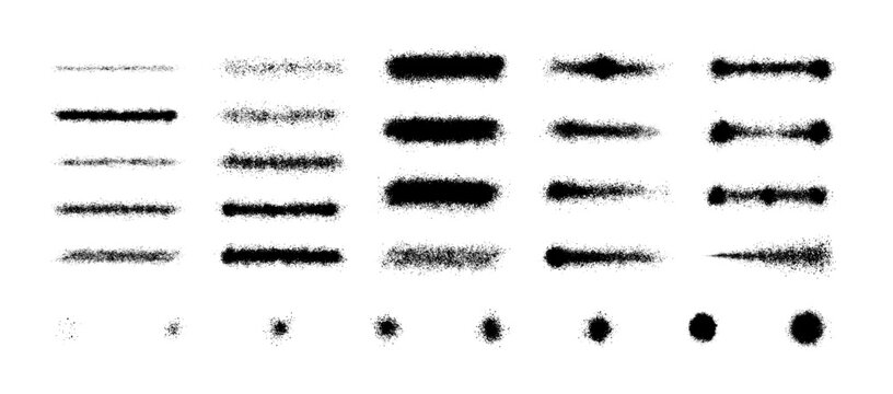 スプレーブラシセット グランジベクター素材｜Spray Brush Set &ndash; Grunge Splatter Lines and Dots Texture Vector