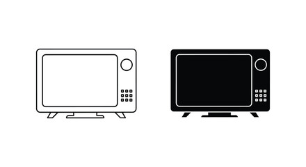 Simple vector illustration of a microwave oven in two styles.