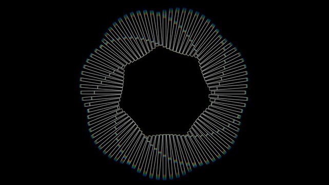 abstract symmetrical geometric shape rotating on solid colour background