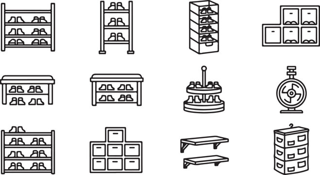 Assorted furniture and household items arranged in a grid pattern Vector
