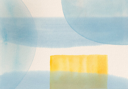 Abstract Pastel Watercolor Geometric Art Composition