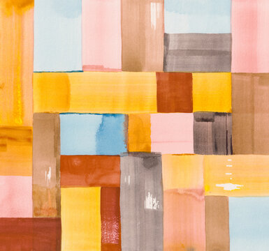 Colorful Geometric Abstract Blocks Modern Art Painting