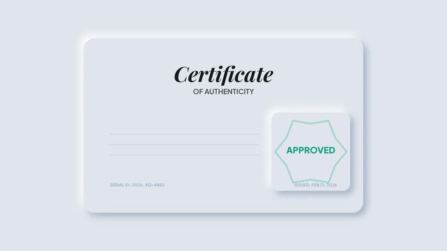 Certificate of Authenticity with Approved Stamp - Official Document for Verification
