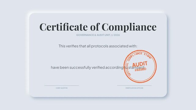 Certificate of Compliance Document with Audit Stamp