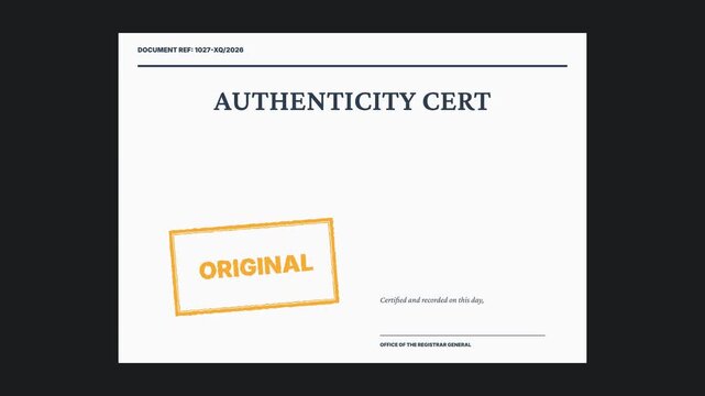 Authenticity Certificate Document with Original Stamp and Official Text