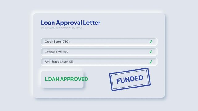 Modern Digital Interface Confirming Successful Loan Approval and Funding After Verification Steps &ndash; Financial Security Concept