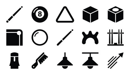 Fototapeta premium Billiards accessories equipment for play and game consist of cue stick and number ball with supplies
