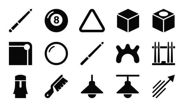 Billiards accessories equipment for play and game consist of cue stick and number ball with supplies