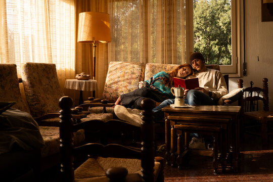Couple relaxing at home