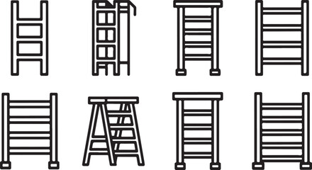 A collection of various types of ladders and scaffolding equipment Vector © mahafuza