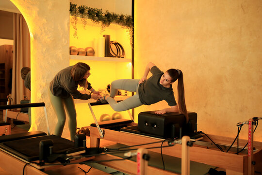Pilates class with a teacher