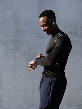 A man runs outdoors