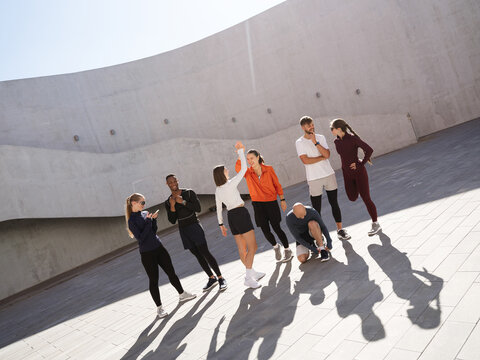 A group of athletes in the city