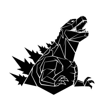 Geometric Godzilla Silhouette Icon