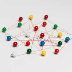 Obraz premium Graph theory visualization with colored nodes and connecting edges