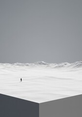 An impossible landscape of infinite white space suggesting deep solitude and profound emptiness, perfect for abstract concepts and backgrounds, unusual, imagination, graphic
