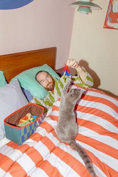 Playing with cat