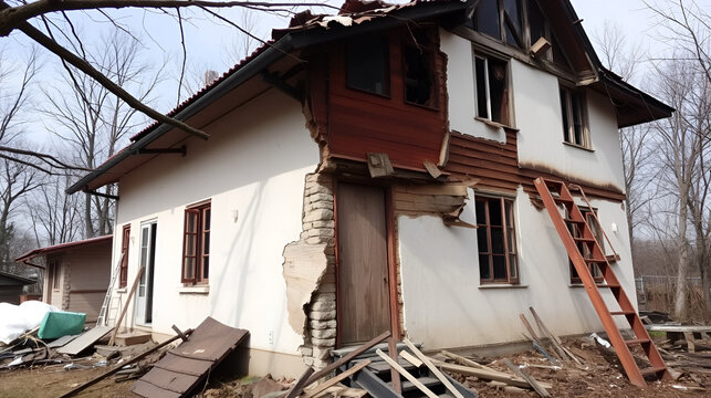 The project of restoring the severely damaged house was fraught with difficulties, involving daunting tasks and hefty