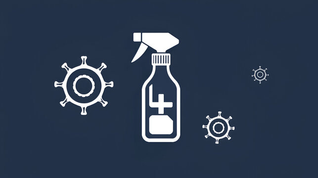 Disinfectant spray bottle icon symbolizing hygiene and germ protection Vector