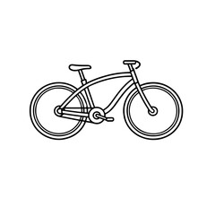 Fototapeta premium Minimal Monoline Bicycle Side View Icon – Modern Urban Commuter Vector Outline 