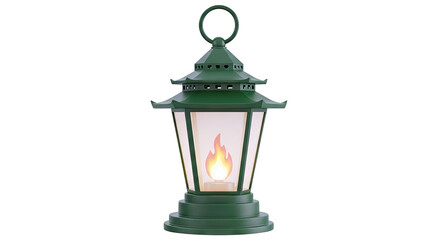 Fototapeta premium Green Japanese Style Lantern with Flame