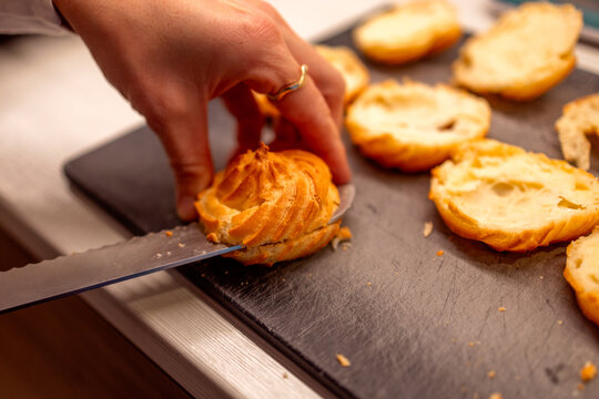 Cutting Cream Puff Shells