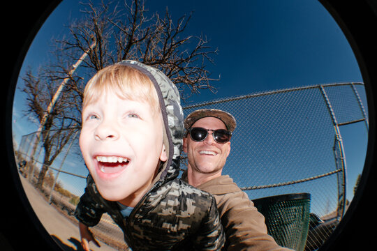 Smiling Father And Child