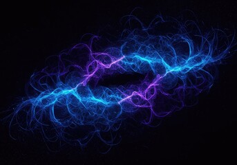 Obraz premium Abstract visualization of deep blue and purple energy flowing within a complex, interconnected wave pattern, representing a resonant field, energy, technology, vibration