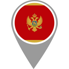 Fototapeta premium Montenegro flag location pin, Montenegro flag on location pin, Montenegro map pointer in high quality