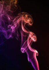 Obraz premium Ethereal vibrant smoke swirls against a deep dark background, creating an artistic abstract texture with flowing, dynamic energy, wave, concept, elegance