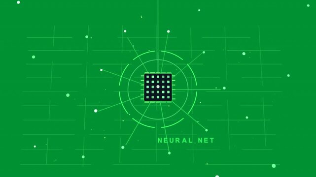 Wedge starting neural net node forming, beam dropping, rings rotating, showing hub on transparent