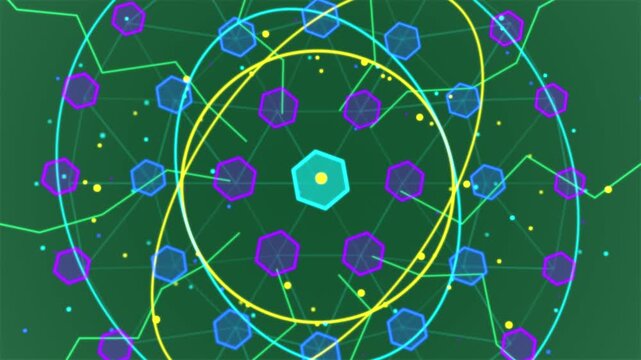 Cyan stroke appearing, mandala forming, rings rotating, nodes pulsing, as HUD on transparent field