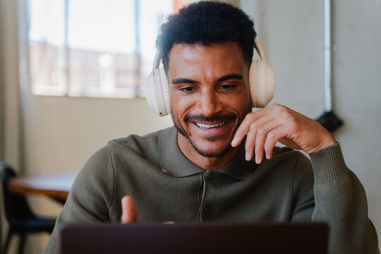 Man talks on a conference call