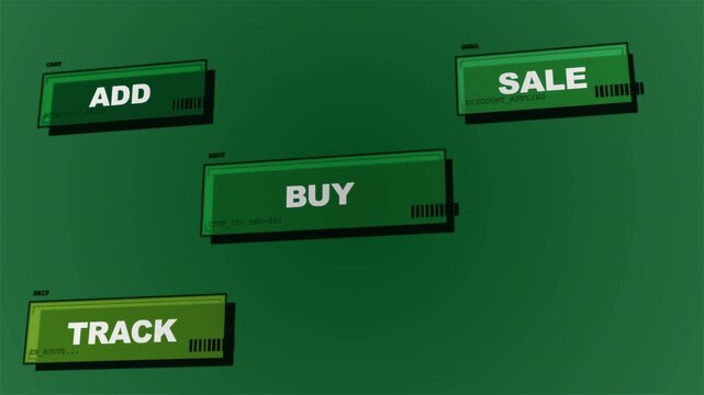 BRS appearing, green 3D panels sliding, rotating, fixing TRAUK to TRACK, finalizing UI, transparent