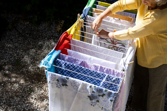 Clothespins on drying rack