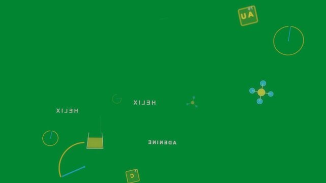 On load neon science icons floating, rotating on transparent bg, gauge sweeping, showing metrics