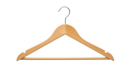 Classic Wooden Clothes Hanger With Metal Hook On Black Background