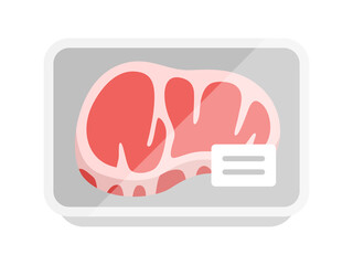 Obraz premium スーパーのパックに入った、ステーキ肉のアイコンのイラスト