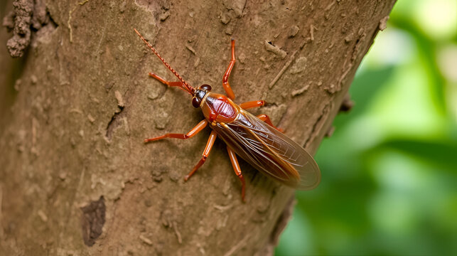 Oshima Cicada Vocalising on Tree.
