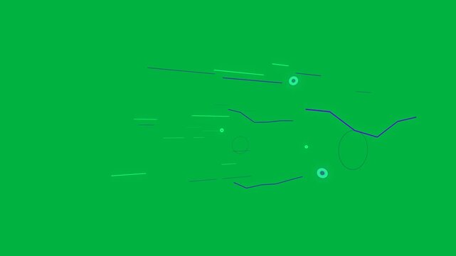 New dots starting teal blobs clustering and dispersing left, showing data on transparent background