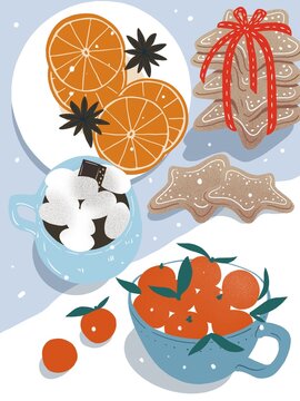 Winter Citrus Still Life illustration